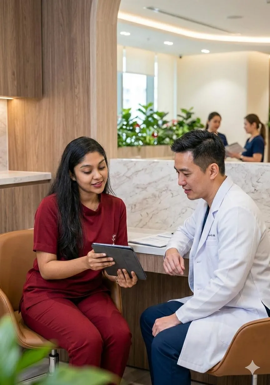 Dr. Adithya SK managing clinic operations and patient flow at Magnum Clinic